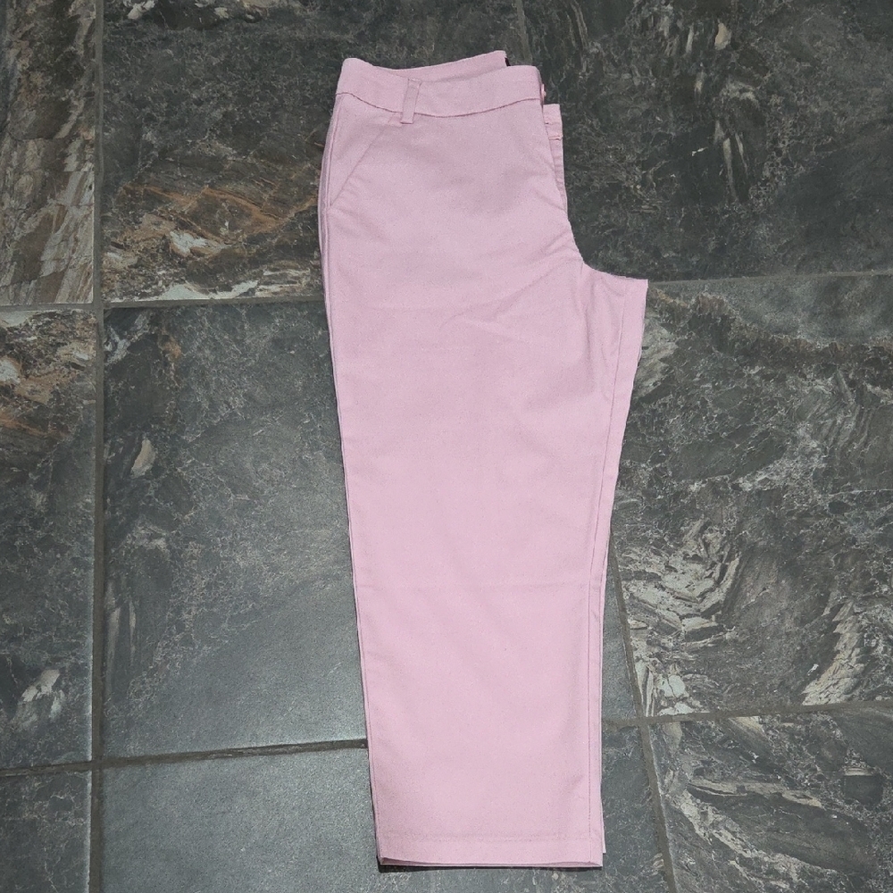 HOT DEAL THIS WEEKEND !!!Lee Pastel Pink Straight Leg CAPRI Wrinkle Free - Picture 4 of 6